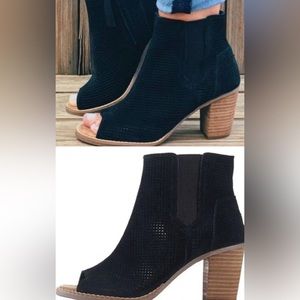 Toms peep toe suede bootie